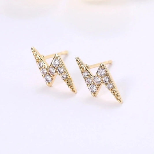 Simple Mini Lightning Zircon Female Simple Stud Copper Earrings