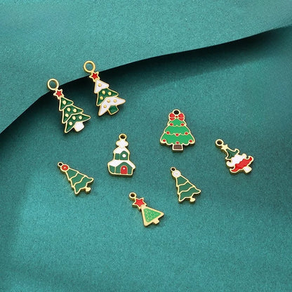 Stainless Steel Oil Drop Christmas Pendant Cartoon Christmas Tree Diy Accessories Christmas Tree Series Pendant Accessories