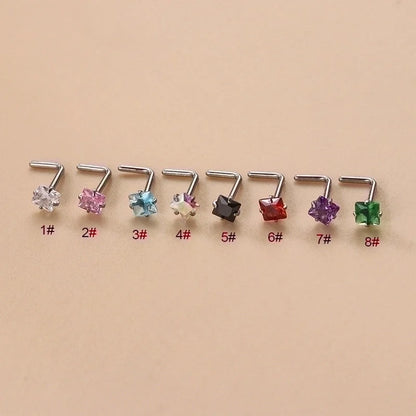 1 Piece Nose Rings & Studs Fashion Geometric 316L Stainless Steel Zircon