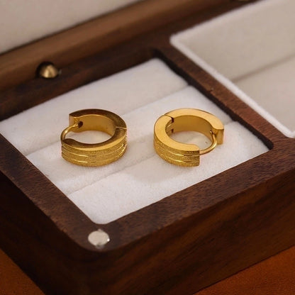 1 Pair Minimalist Round Plating Stainless Steel Titanium Steel 18K Gold Plated Hoop Earrings