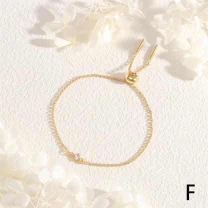 Copper 18K Gold Plated IG Style Minimalist Commute Geometric Rectangle Inlay Zircon Bracelets