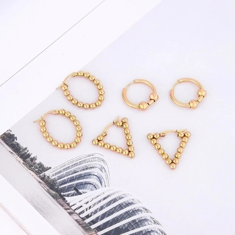 1 Pair INS Style Round Square Plating 201 Stainless Steel 18K Gold Plated Stainless Steel Earrings