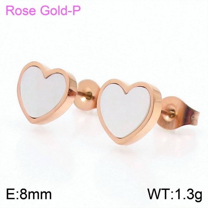 1 Pair Minimalist Heart Shape Titanium Steel Gold Plated Ear Studs