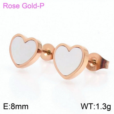 1 Pair Minimalist Heart Shape Titanium Steel Gold Plated Ear Studs