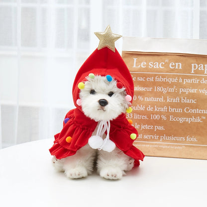 New Christmas Pet Clothes Small And Medium-sized Keji Fadou Christmas Tree Dog Cape Shawl Spot