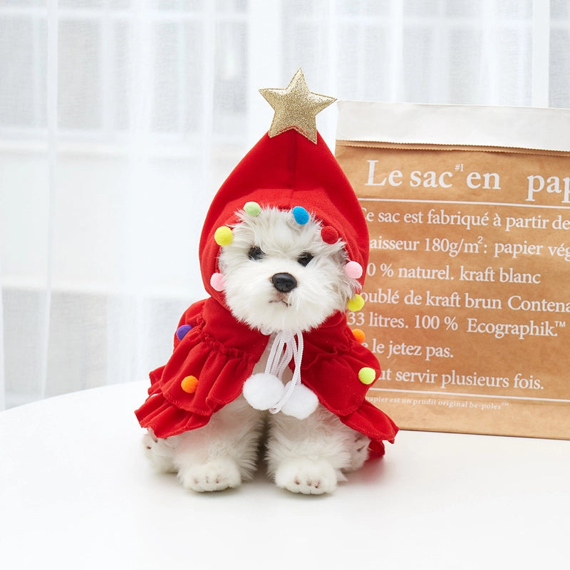 New Christmas Pet Clothes Small And Medium-sized Keji Fadou Christmas Tree Dog Cape Shawl Spot