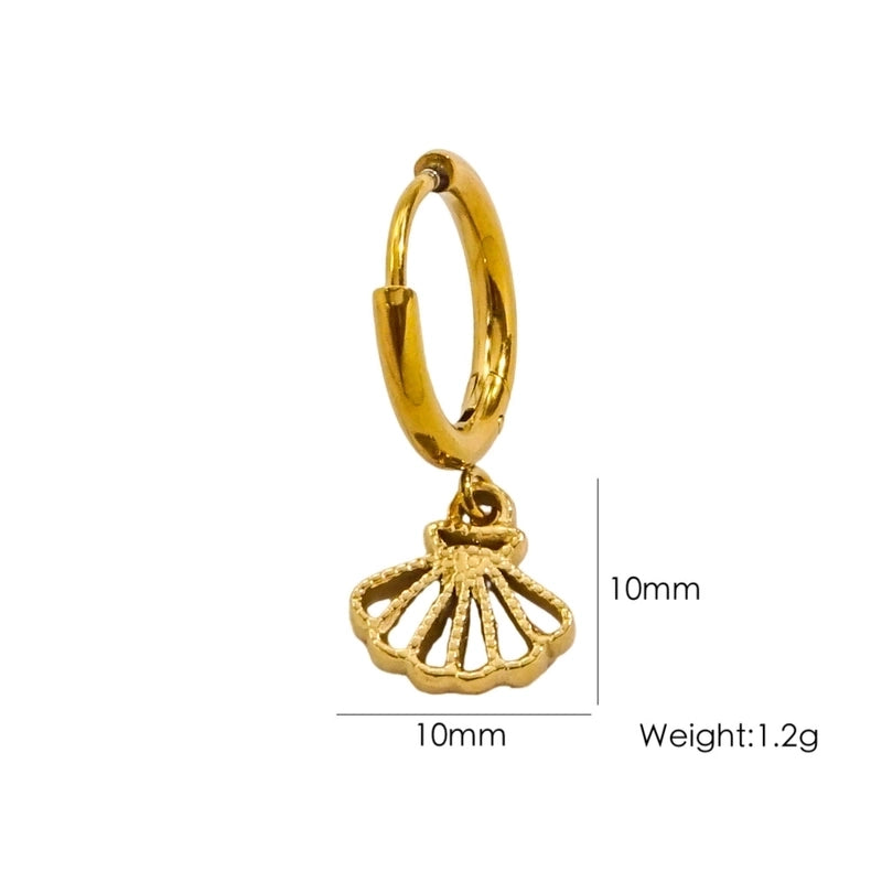 3 Pieces Beach Tortoise Starfish Shell Plating 304 Stainless Steel 14K Gold Plated Earrings