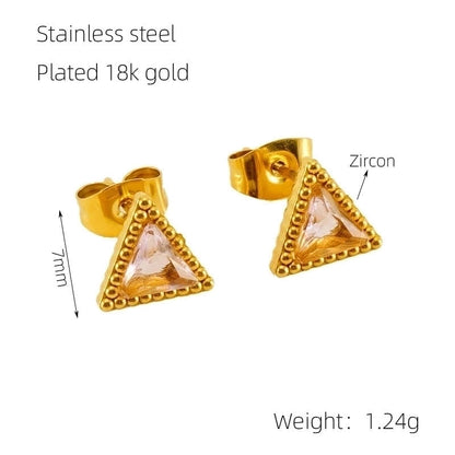 1 Pair Glam Retro Heart Shape Plating Inlay 304 Stainless Steel Rhinestones 18K Gold Plated Drop Earrings