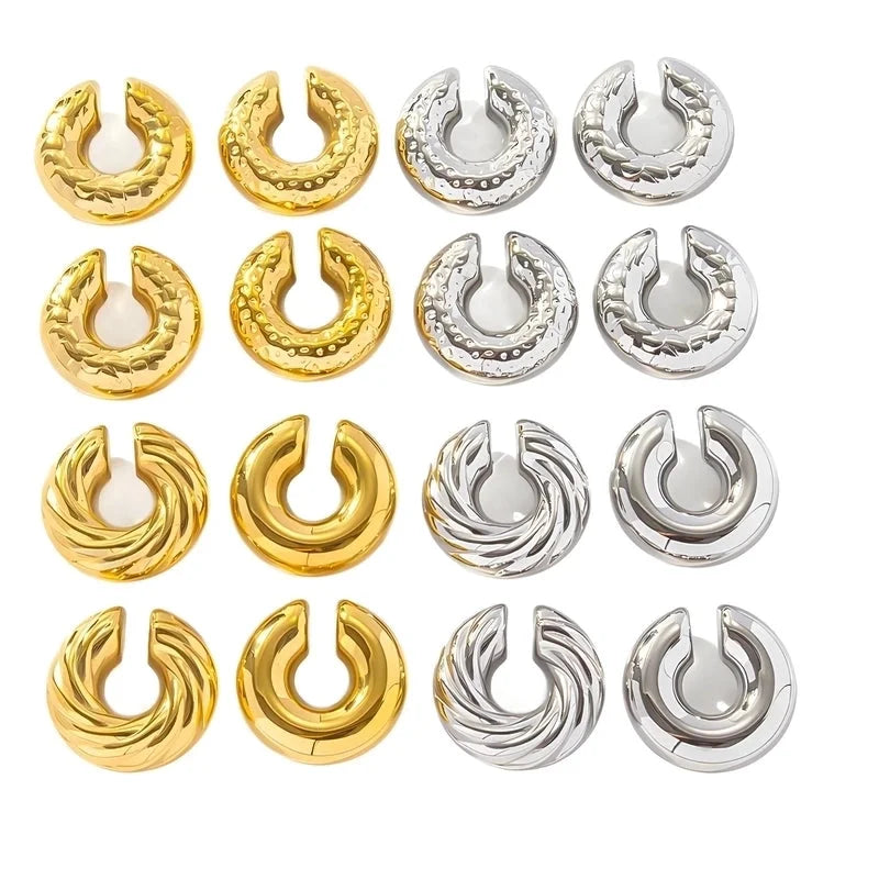 1 Piece Minimalist Classic Style Solid Color Plating 304 Stainless Steel Ear Cuffs