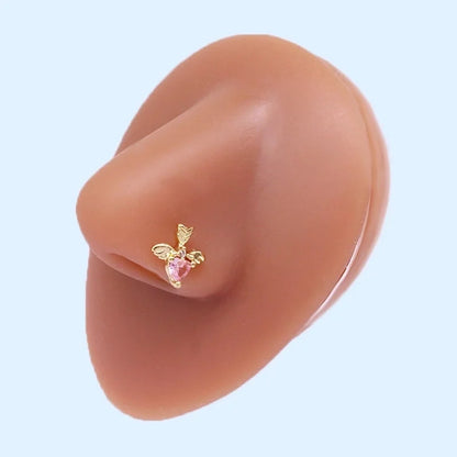 Minimalist Star Graffiti Flame Stainless Steel Epoxy Plating Inlay Artificial Rhinestones Zircon White Gold Plated Gold Plated Nose Studs