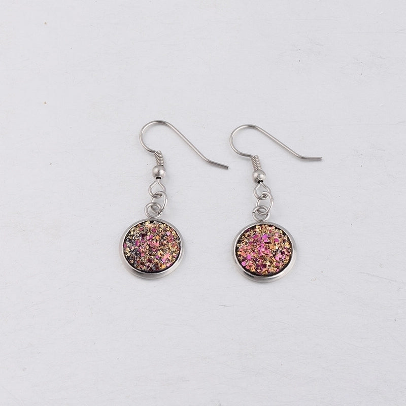 5 Pieces Minimalist Round Stainless Steel Resin Resin None Drop Earrings