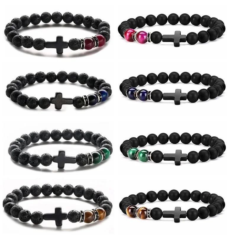 Ethnic Style Cross Natural Stone Beaded Bracelets