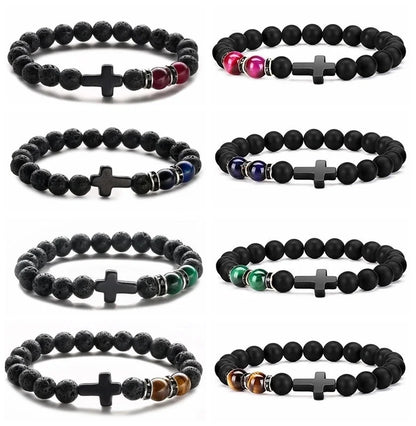 Ethnic Style Cross Natural Stone Beaded Bracelets
