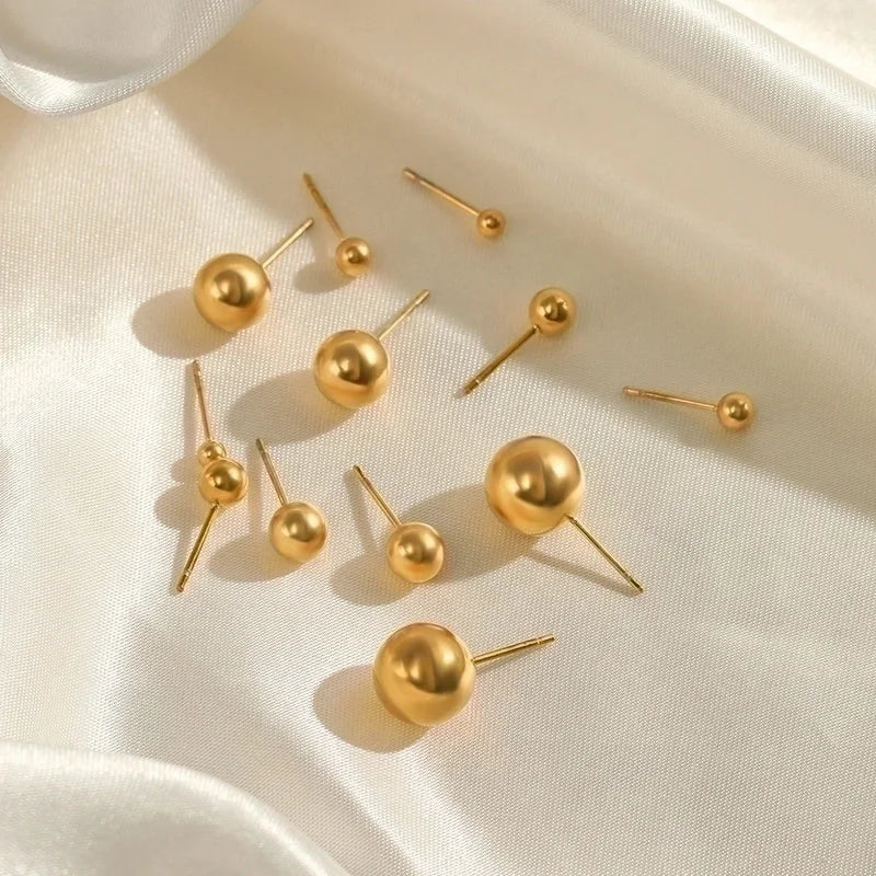1 Pair Minimalist Ball Solid Color Plating 304 Stainless Steel Stainless Steel Earrings