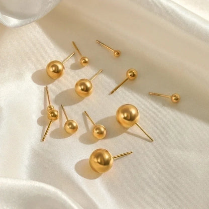 1 Pair Minimalist Ball Solid Color Plating 304 Stainless Steel Stainless Steel Earrings