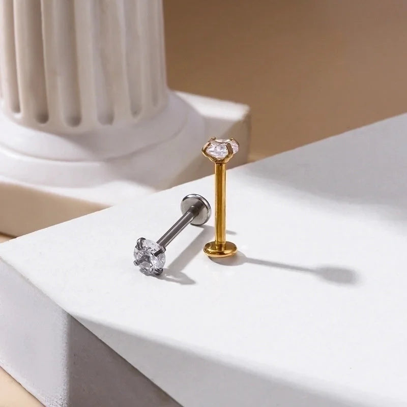 1 Piece Lip Rings Fashion Geometric 316L Stainless Steel Plating Zircon