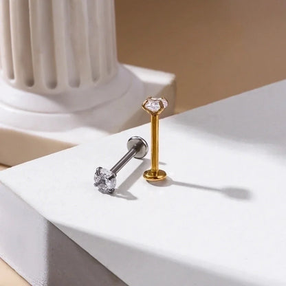 1 Piece Lip Rings Fashion Geometric 316L Stainless Steel Plating Zircon