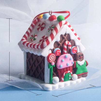 Christmas House Creative Soft Pottery House Without Lights Pendant Christmas Decoration Three-dimensional Luminous House Decoration Ornaments