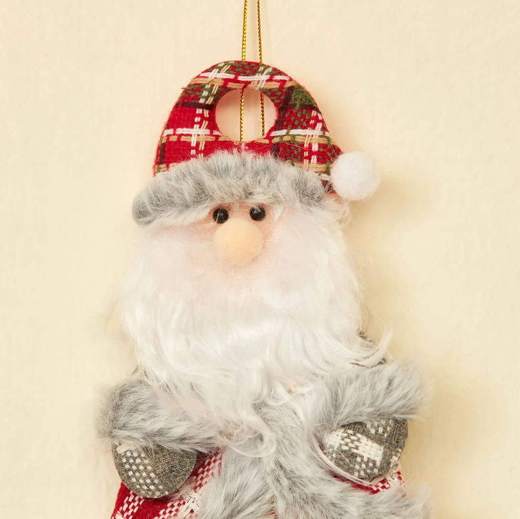 2 Pieces Christmas Bell Hanging Ornaments Santa Claus Elk Snowman Bear Accessories Series Christmas Tree Decoration Fabric