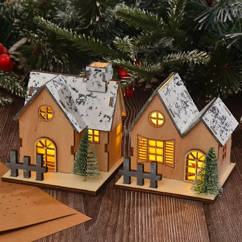 Christmas Pastoral IG Style House Wood Party Festival Ornaments