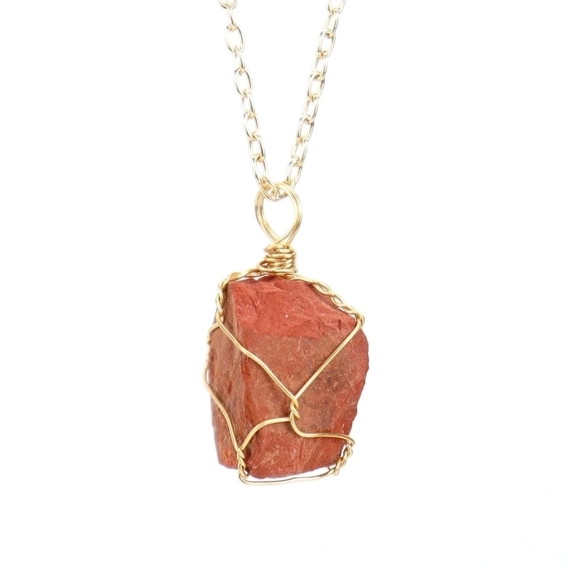 Minimalist Geometric Alloy Natural Stone Knitting Pendant Necklace