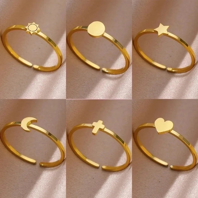 304 Stainless Steel Gold Plated Minimalist Plating Solid Color Rings