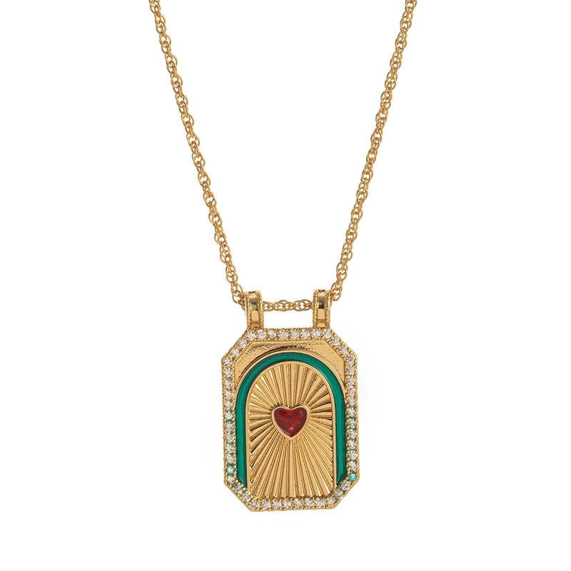 Copper Gold Plated Enamel Tarot Pendant Necklace
