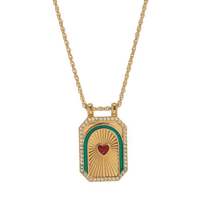 Copper Gold Plated Enamel Tarot Pendant Necklace