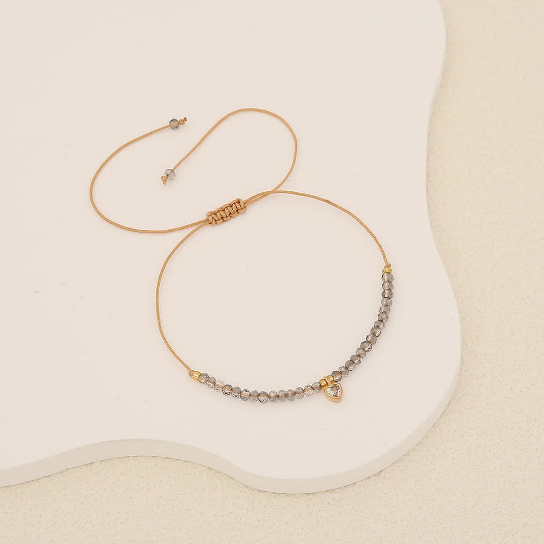 Women Heart Artificial Crystal Knitting Bracelets