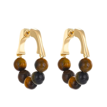 1 Pair Vintage Style French Style Round Beaded Imitation Pearl Alloy Turquoise Earrings