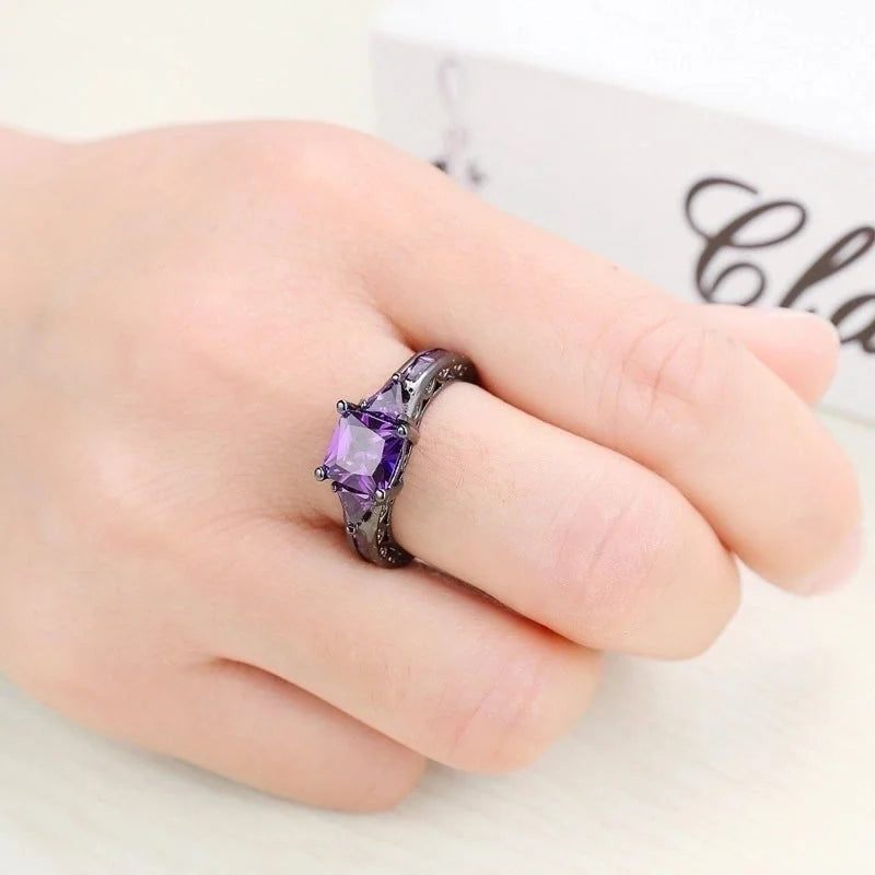 Gothic Geometric Copper Plating Zircon Rings