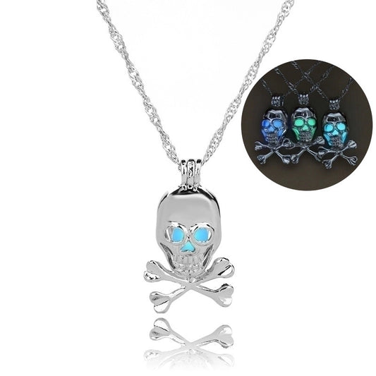 Hot-selling Luminous Openable Skull Pendant Halloween Luminous Necklace