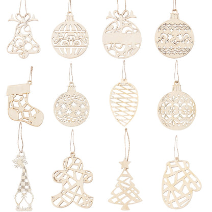Christmas Minimalist Geometric Wood Party Hanging Ornaments