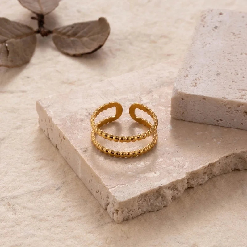 INS Style Minimalist Solid Color Snake 304 Stainless Steel Plating Hollow Out Open Ring