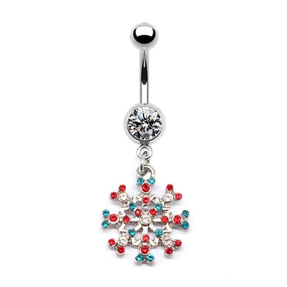 1 Piece Belly Rings Minimalist Christmas Tree Snowflake Stainless Steel Copper Plating Inlay Rhinestones