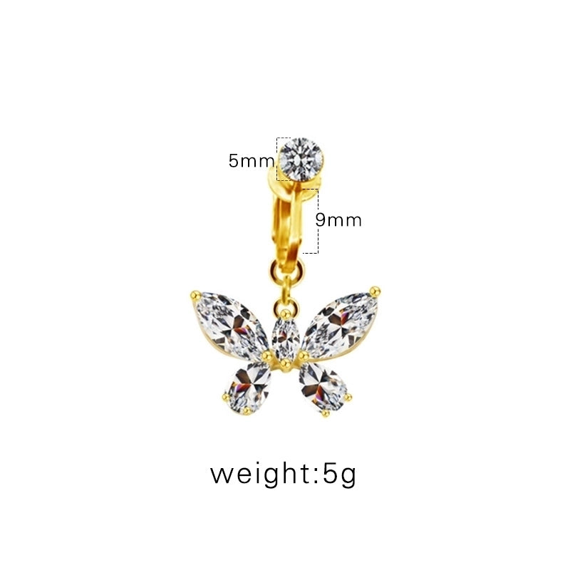 Casual Retro Minimalist Animal Starry Sky Moon Stainless Steel Alloy Copper White Gold Plated Gold Plated Rhinestones Belly Ring In Bulk