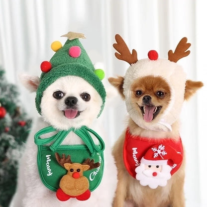 Cartoon Style Polyester Christmas Christmas Tree Santa Claus Elk Pet Saliva Towel Pet Tire