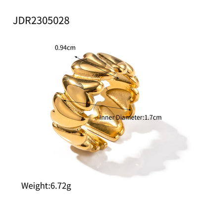 Women IG Style Circle Geometric Stainless Steel 18K Gold Plated Rings