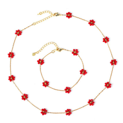 Moderate Luxury Little Daisy Flower Rose Petal Flower Copper Diamond Inlay Stud Earrings