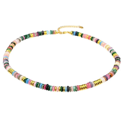 Vacation Bohemian Color Block 316 Stainless Steel Natural Stone Necklace In Bulk