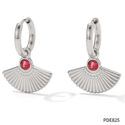 1 Pair Retro Sector Plating Inlay 304 Stainless Steel Zircon 16K Gold Plated White Gold Plated Gold Plated Earrings