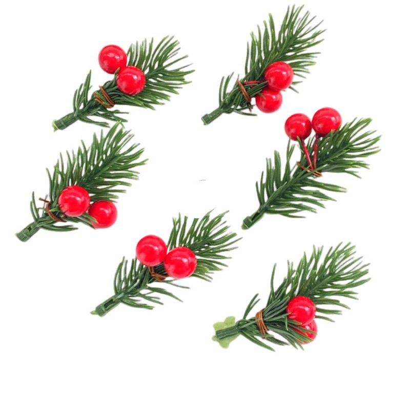 5 Pieces Pine Needle Mini Christmas Tree Accessories Gift Box Decoration Real Flowers Christmas Decoration Snow Powder Snowflake Pine Needle