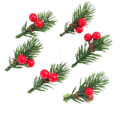 5 Pieces Pine Needle Mini Christmas Tree Accessories Gift Box Decoration Real Flowers Christmas Decoration Snow Powder Snowflake Pine Needle