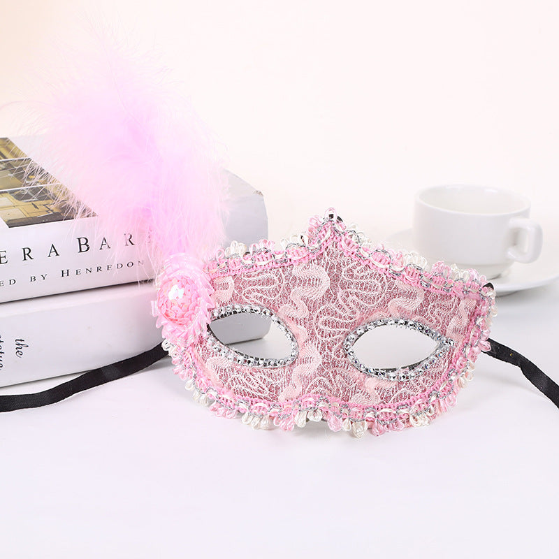 Venice Little Hat With Side Feather Mask Little Princess Beauty Mask Festival Party Stage Performance