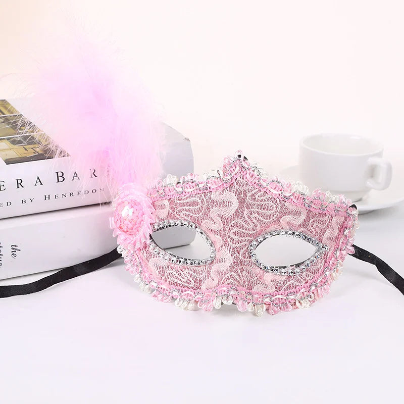 Venice Little Hat With Side Feather Mask Little Princess Beauty Mask Festival Party Stage Performance