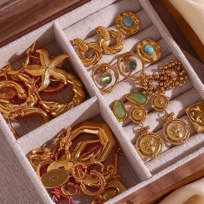 1 Pair Vintage Style Minimalist Classic Style Geometric Snake Plating Inlay 304 Stainless Steel Rhinestones 18K Gold Plated Earrings