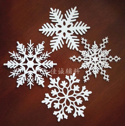 4 Plastic White Christmas Snowflake Film Festival Site Christmas Decoration Props Snowflake Hanging 10cm