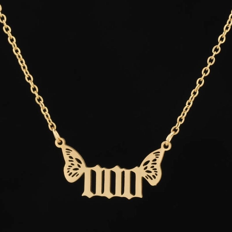 201 Stainless Steel 18K Gold Plated Minimalist Plating Number Pendant Necklace