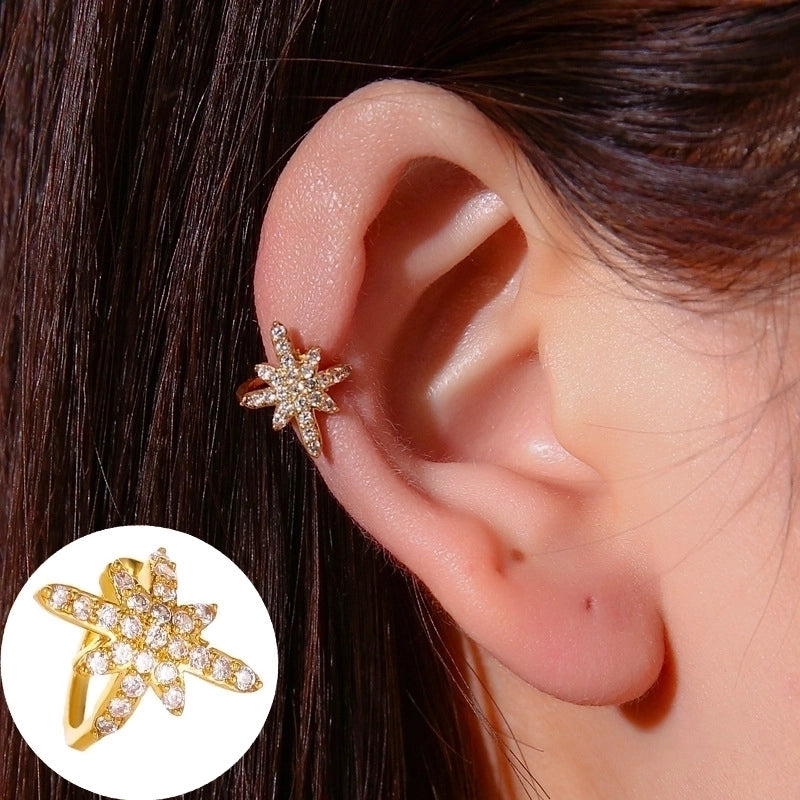 1 Piece Minimalist Commute Geometric Inlay Copper Zircon Ear Cuffs