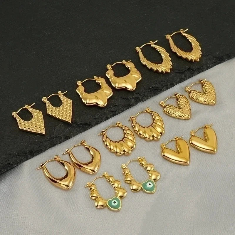 1 Pair Elegant Solid Color Plating Stainless Steel Titanium Steel 18K Gold Plated Earrings